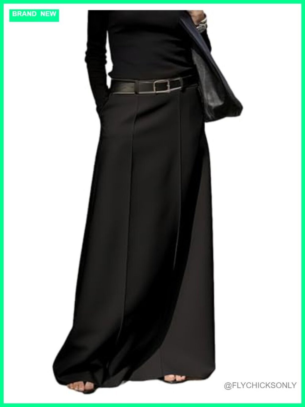 High Waist H Line Maxi Skirt with Pockets Floor Length Straight